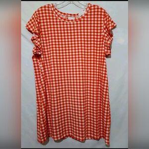 New Weekend Suzanne Betro Dress Womens Lrg Short Red White Check Stretch Jersey